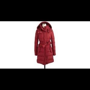 J.Crew Wintress puffer jacket in maroon.